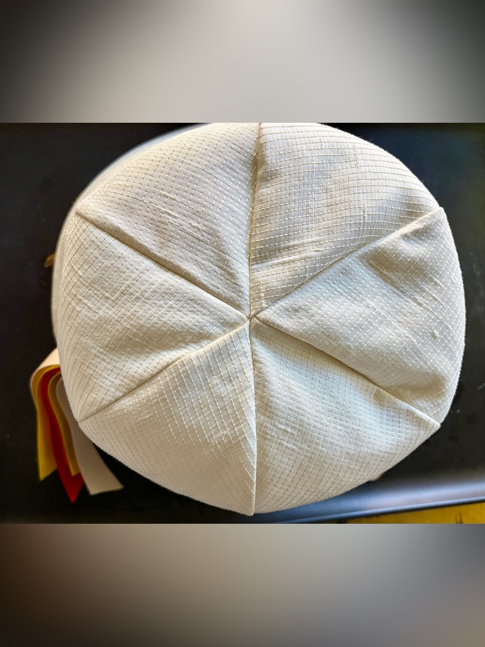 Schiaparelli Vintage 50/60s Wide-Brim Ribbed Sun Hat, ribbon Tail, 23”/58cm EUC🦄 - Picture 10 of 15